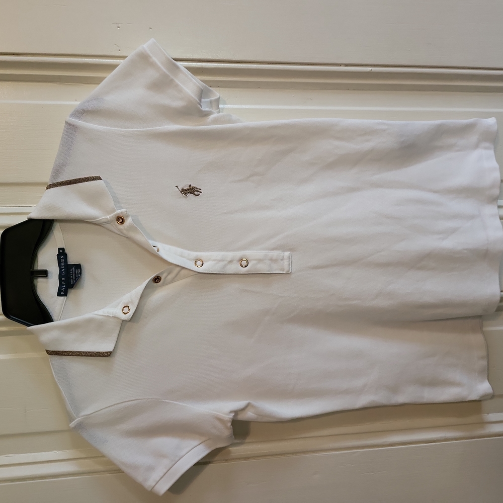 Ralph Lauren White and Gold Shirt 🌟🌟 Size Med